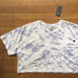 NWT Hollister purple white tie dye Must-Have Crop Oversized T-Shirt large